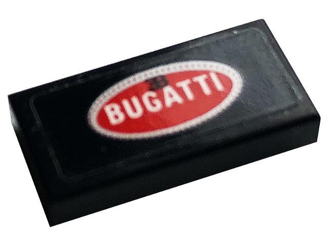 Lego Tile 1 x 2 with Red Logo Bugatti Pattern (Sticker) - Set 42083
