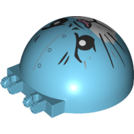 Lego Windscreen 6 x 6 x 3 Canopy Half Sphere with Dual 2 Fingers with Cat Face Print / Medium Azure