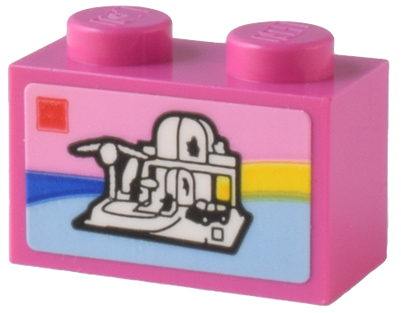 Lego Brick 1 x 2 with LEGO Paradisa Set 6416 Poolside Paradise Box Art Pattern (Sticker) - Set 80036