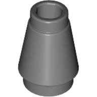 Lego Cone 1 x 1 [Top Groove] / Dark Bluish Gray