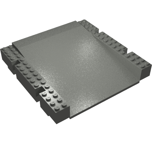 Lego Baseplate Raised 16 x 16 x 2 1/3 Ramp / Dark Bluish Gray
