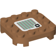 Lego Plate Round Corners 4 x 4 x 2/3 Circle with Reduced Knobs with Two Arrows in Circle and Barcode Print (Sticker)