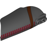 Lego Large Figure Limb Cover, Armor with Ball Joint Socket and 2 Holes with Dark Red Stripes and Brown Strap print / Black