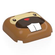 Lego Brick Round, Curved 4 x 4, Bidoof Face Print