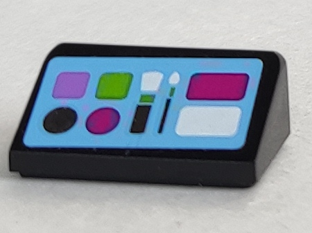 Lego Slope 30 1 x 2 x 2/3 with Paintbox and Makeup Brushes on Bright Light Blue Background Pattern #2 (Sticker) - Set 41058