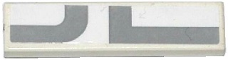Lego Tile 1 x 4 with Curved and Angled Light Bluish Gray Stripes Pattern Model Left Side (Sticker) - Set 75912 / White