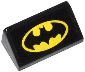 Lego Slope 30 1 x 2 x 2/3 with Yellow Batman Logo Pattern (Sticker) - Set 76000