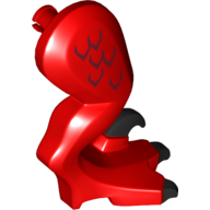 Lego Animal Body Part, Dragon Leg, Right, with Pin, Black Claws and Dark Red Scales Print / Red
