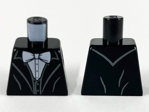 Lego Torso Jacket with White Bow Tie, Shirt and Black Vest Pattern / Black