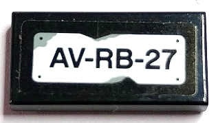 Lego Tile 1 x 2 with License Plate 'AV-RB-27' Pattern (Sticker) - Set 70436