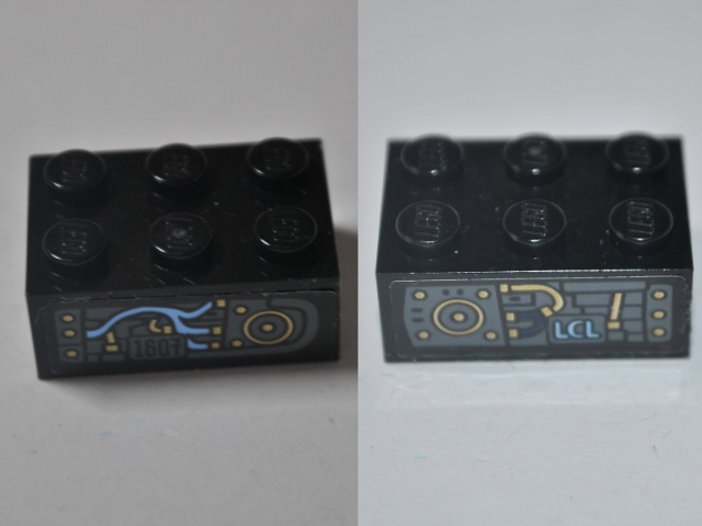Lego Brick 2 x 3 with Wires, '1607' and 'LCL' Pattern on Both Sides (Stickers) - Set 70622 / Black