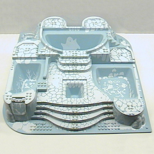 Lego Baseplate Raised 48 x 48 with Staircases and Pits with Arctic Print / Light Blue
