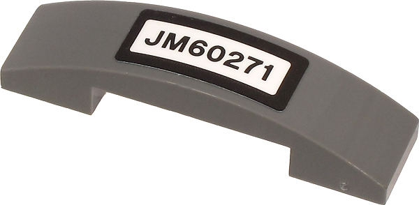 Lego Slope, Curved 4 x 1 x 2/3 Double with 'JM60271' Pattern (Sticker) - Set 60271