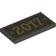 Lego Tile 2 x 4 with '2017' Print