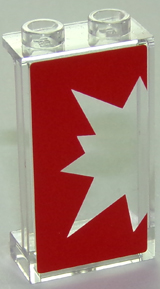 Lego Panel 1 x 2 x 3 with Side Supports - Hollow Studs with Red Starburst Explosion Left Half on Transparent Background Pattern (Sticker) - Set 41235