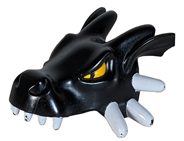 Lego Duplo Dragon Head with Yellow Eyes, White Spikes and Teeth Pattern / Black