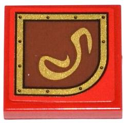 Lego Tile 2 x 2 with Gold Swirl on Brown Right Rounded Background Pattern (Sticker) - Set 79108