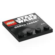 Lego Plate Special 4 x 4, Studs on One Edge with 'LEGO STAR WARS', 'DARTH VADER' Print / Black