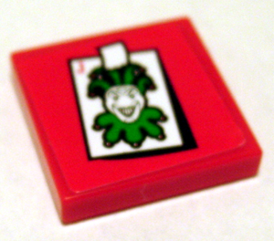 Lego Tile 2 x 2 with Joker Playing Card Pattern (Sticker) - Set 7886 / Red