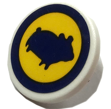 Lego Road Sign 2 x 2 Round with Clip with Dark Blue Hamster Silhouette in Circle on Yellow Background Pattern (Sticker) - Set 41348 / White