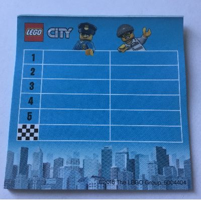 Lego Notepad, Police Chase Race Game Score Pad - Police vs. Burglar
