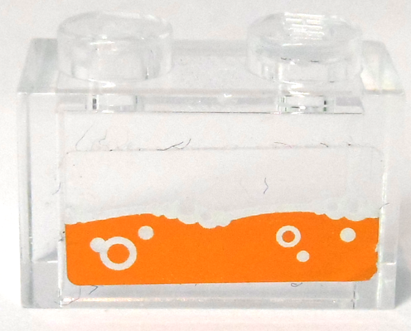 Lego Brick 1 x 2 without Bottom Tube with Orange Water and Bubbles Pattern (Sticker) - Set 70317