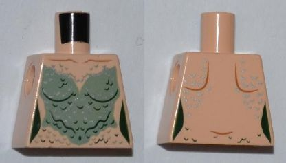 Lego Torso PotC Mermaid Sand Green Scales Pattern / Light Nougat
