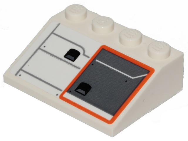 Lego Slope 33 3 x 4 with SW Snowspeeder Hull Plates with Orange Outline Pattern Model Left Side (Sticker) - Set 75259