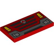 Lego Tile 2 x 4 with Car Front, Fender, Headlights, Grill, Fire Fighter Logo Print