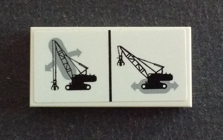 Lego Tile 2 x 4 with Crane Operating Instructions for Arm and Tread Movement Pattern (Sticker) - Set 42042
