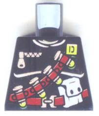 Lego Torso Dino Vest with Dark Red Harness, 4 Bullets Pattern / Black