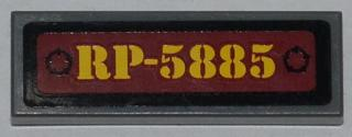 Lego Tile 1 x 3 with 'RP-5885' Pattern (Sticker) - Set 5885