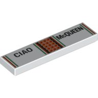 Lego Tile 1 x 4 with 'CIAO' and 'McQUEEN' Print
