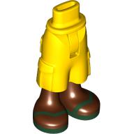 Lego Minidoll Hips and Cargo Pants with Reddish Brown Boots, Dark Green Sandals Print / Yellow