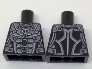 Lego Torso Ninjago Dark Bluish Gray Armor with Wolf Head Emblem Pattern / Black