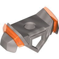 Lego Minifig Neckwear Armor with Pentagonal Hole in Front, 2 Studs on Back, and Angular Shoulders with Trans-Neon Orange Ridges Pattern / Dark Blue