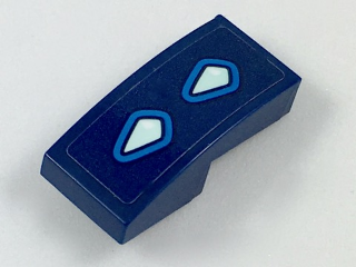 Lego Slope, Curved 2 x 1 x 2/3 with Dark Azure and Light Aqua Dragon Tail Scales Pattern (Sticker) - Set 41187