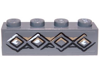 Lego Brick 1 x 4 with Diamond Bricks Pattern (Sticker) - Set 9473 / Dark Bluish Gray