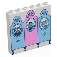 Lego Panel 1 x 6 x 5 with Bright Light Blue/Bright Pink Cabinet, Pictures of Cat, Bear, Dog Print