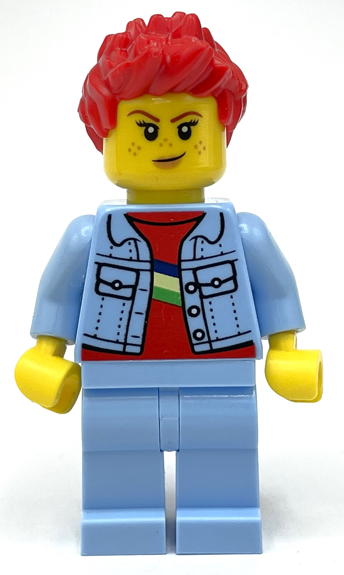 Lego Bright Light Blue Torso and Legs, Red Hair