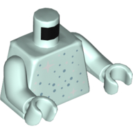 Lego Torso Silver and Sand Blue Stars and Spots Print, Light Aqua Arms and Hands / Light Aqua