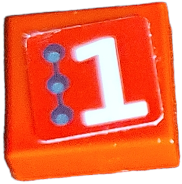 Lego Tile 1 x 1 with White Number 1 and 3 Small Circles Pattern Model Right Side (Sticker) - Set 75872 / Red