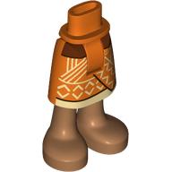 Lego Minidoll Hips and Mid-Length Skirt with Tan Decorations, Medium Nougat Bare Feet print