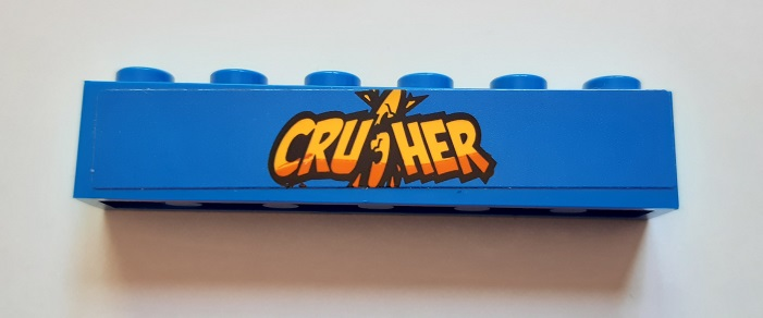 Lego Brick 1 x 6 with 'CRUSHER' Pattern (Sticker) - Set 60180