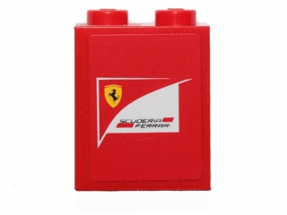 Lego Brick 1 x 2 x 2 with Inside Stud Holder with Scuderia Ferrari Logo Pattern (Sticker) - Set 30191
