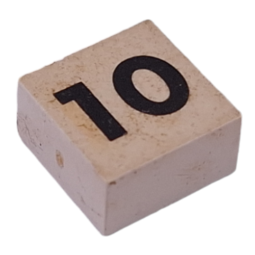 Lego Modulex Tile 2 x 2 with Small Black '10' Print, without Internal Supports