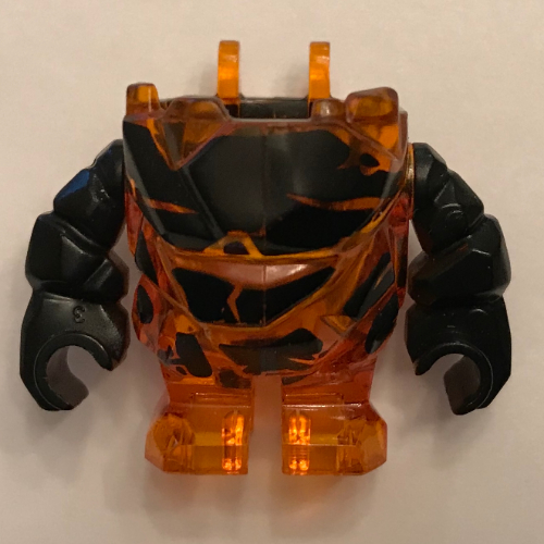 Lego Body Rock Monster - Torso/Legs with Black Arms Assembly / Trans-Orange