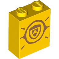 Lego Brick 1 x 2 x 2 with Dark Tan Skye Symbol Print