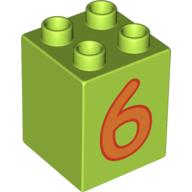 Lego Duplo Brick 2 x 2 x 2 with Orange '6' Print