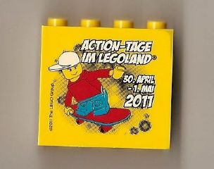 Lego Brick 2 x 4 x 3 with Action-Tage im Legoland 30. April - 1. Mai 2011 Pattern / Yellow